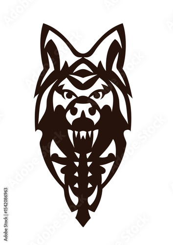 chien loup tribal tete tattoo