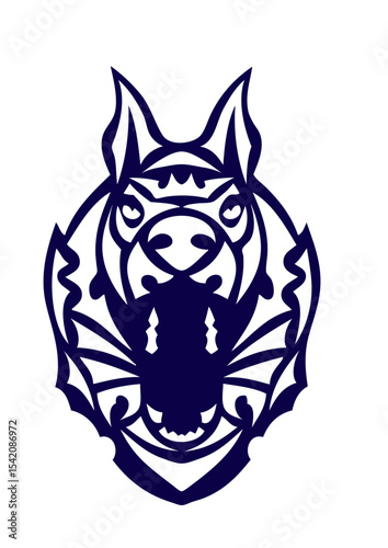 chien tribal tete tattoo