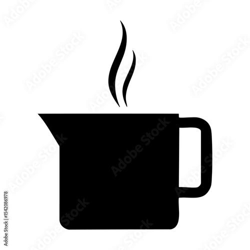 a simple black coffee cup vector graphic design illustration icon with steam, isolated on white