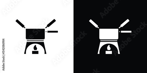 Fondue pot icon black silhouette for web, and mobile app