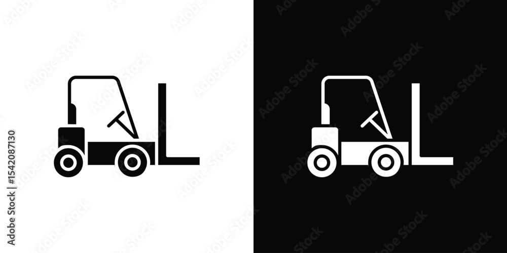 Naklejka premium Forklift icon black silhouette for web, and mobile app