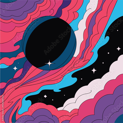 Cosmic planet scene partially obscured celestial body