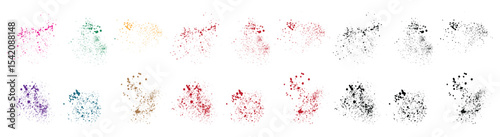 Collection of smear ink vector black, green, red, purple, blue, pink color brush stroke dripping blood paint