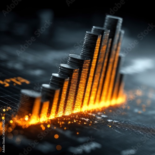 Rising Financial Chart in Dark Business Environment