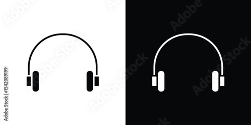 Headphone icon black silhouette for web, and mobile app