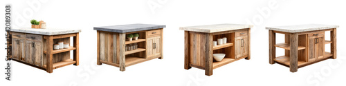 Rustic wooden kitchen furniture and storage solutions