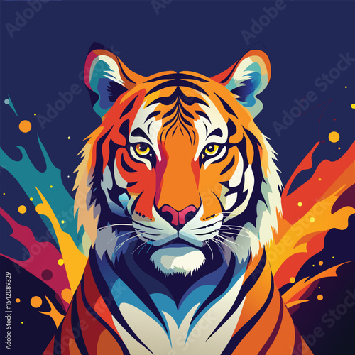 Photorealistic majestic tiger illustration in cmyk