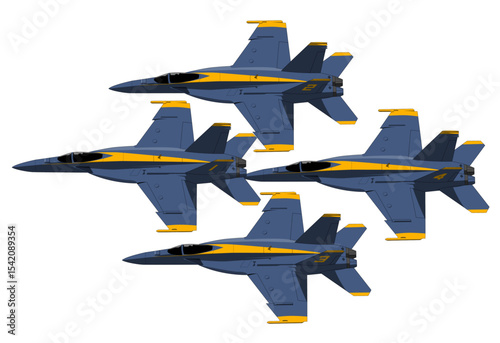Navy Formation Aerobatics Team Vector Illustration