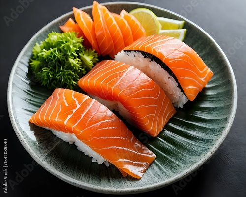 Delicious Salmon Sushi Sashimi and Nigiri Platter