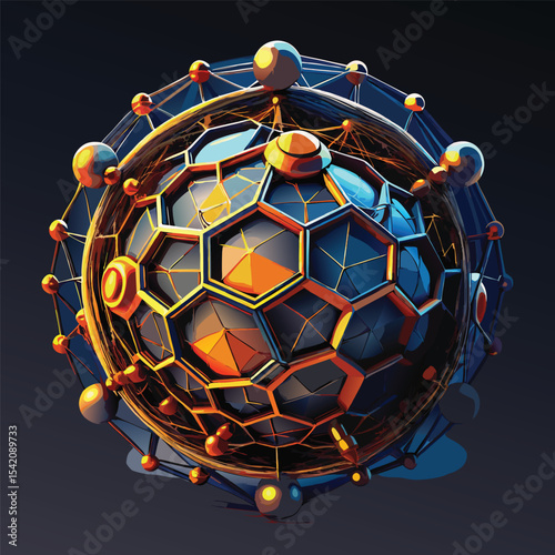 Complex 3d sphere rendering in vibrant colors