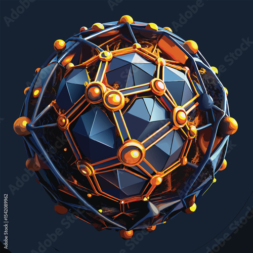 Abstract 3d sphere rendering with complex geometric details