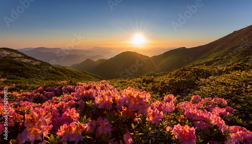 azalea flowers blooming in the morning the sun shining
