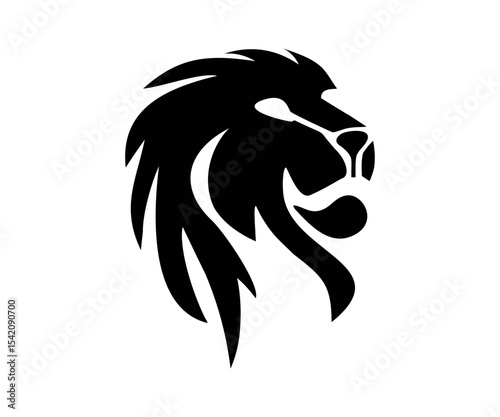 Lion head silhouette. Lion logo vector design and illustration.
