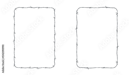 A rectangular frame made of barbed wire. Prison.