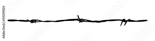 Razor wire silhouettes. Barbed wire metallic border elements, sharply barb wire fencing vector symbols set.