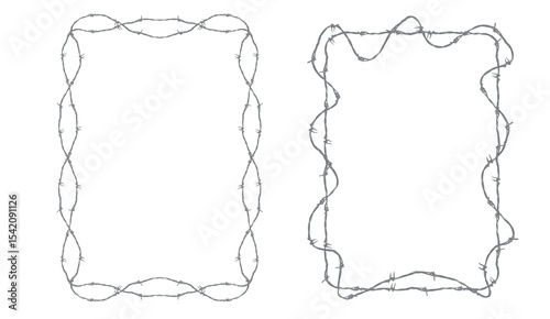 A rectangular frame made of barbed wire. Prison.