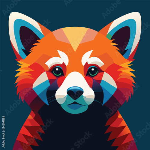 Vibrant stylized portrait of a red panda