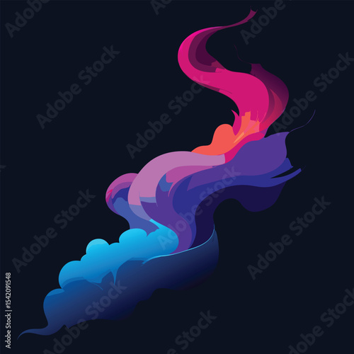 Abstract swirling smoke design in vibrant colors