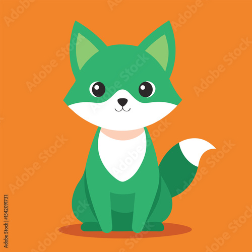 Bright green cat cartoon illustration
