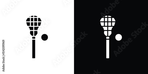 Lacrosse stick ball icon black silhouette for web, and mobile app