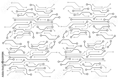Abstract digital background with technology circuit board texture. Electronic motherboard illustration. Communication and engineering concept. Vector illustration