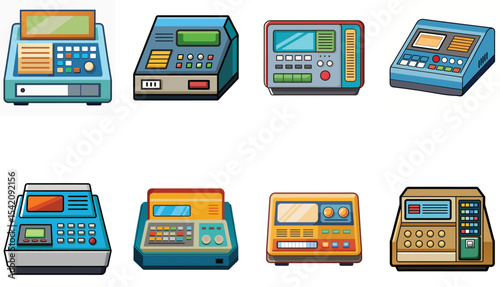 answering machine sets isolated on white background