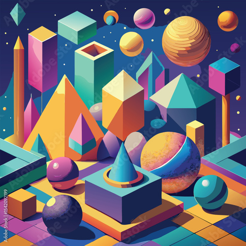 Vibrant 80s inspired chaotic abstract design in cmyk