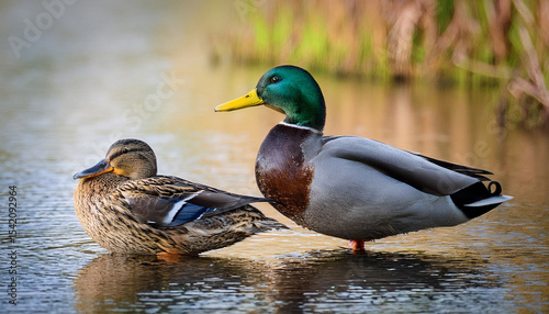 usa colorado fort collins mallard duck pair close up