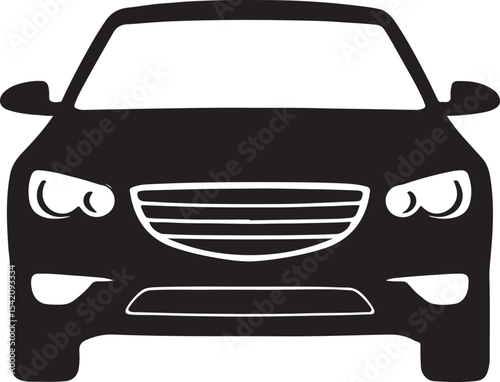 Sedan – Front View (headlights on, grille detailed)