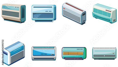 air conditioner set isolated on white background 