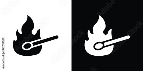 Match fire icon black silhouette for web, and mobile app