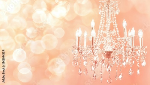 Elegant chandelier against a soft peach background