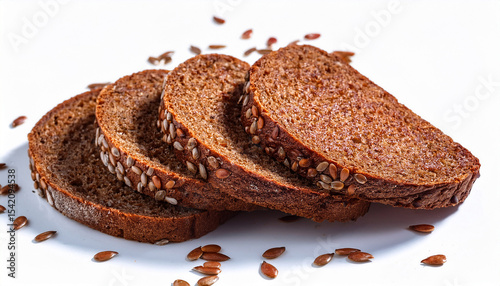 some slices of rye bread with flax seeds