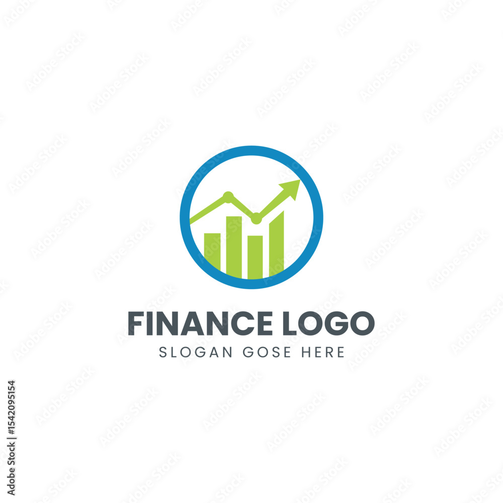 Finance logo with growth chart and upward arrow
Finance logo with growth chart and upward arrow