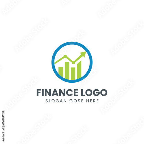 Finance logo with growth chart and upward arrow
