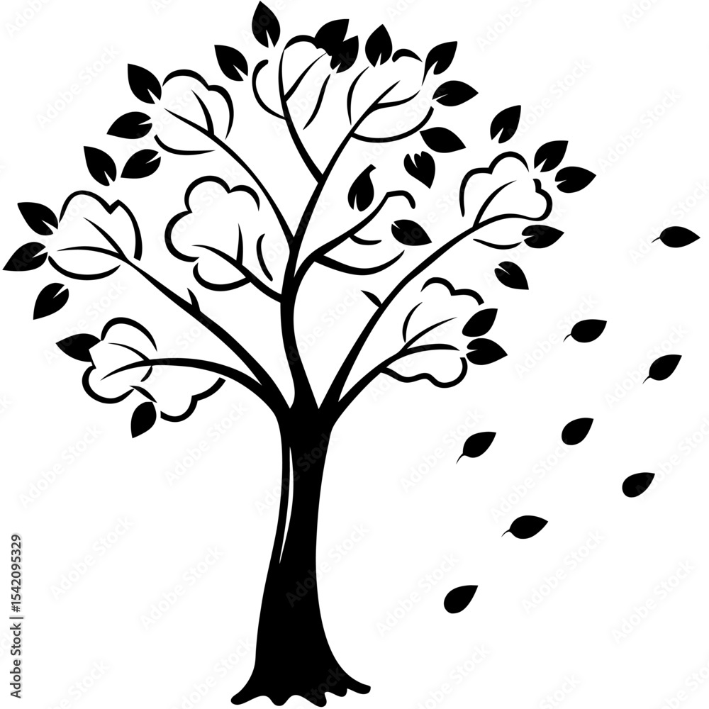 Obraz premium vector tree silhouette with birds