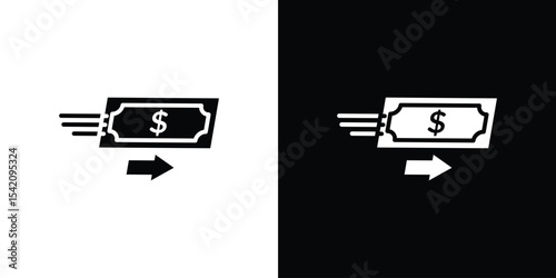 Money transfer icon black silhouette for web, and mobile app