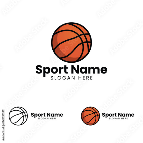 Basketball logo with sport branding and ball icon
