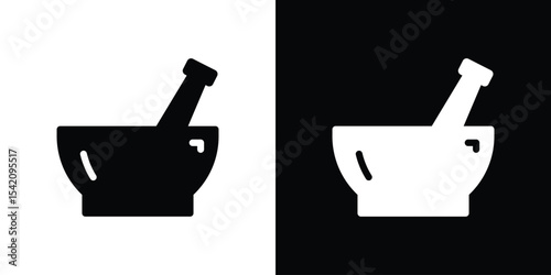 Mortar pestle icon black silhouette for web, and mobile app