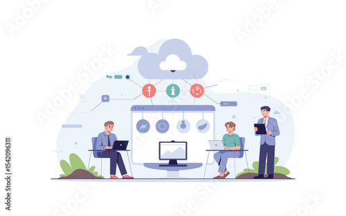 Team Collaborating on Cloud Computing Infrastructure and Application Development