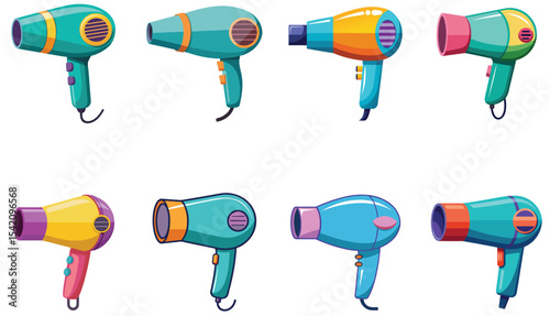 blow dryer sets isolated on white background