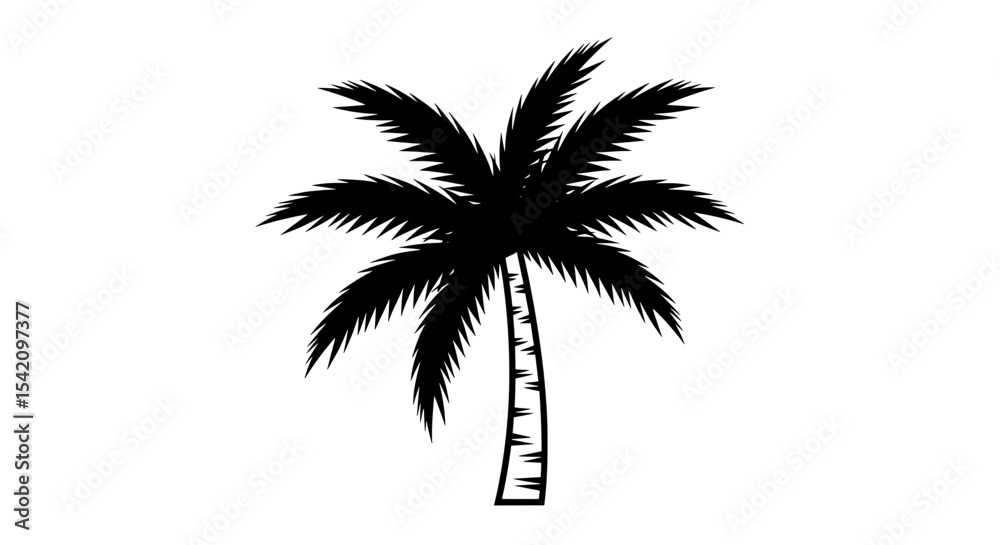 Obraz premium Palm Tree Silhouette Vector | Black and White Tropical Plant Art 