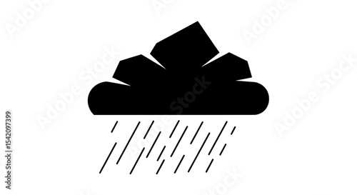Rain Cloud and Drops Vector | Black and White Weather Symbol Art
