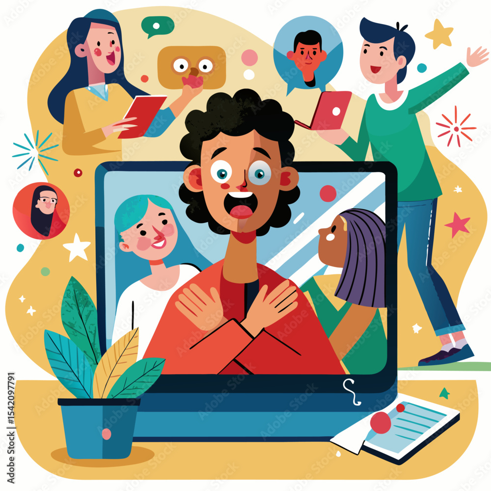Fototapeta premium Video Call Realities – Capturing the Humorous and Unexpected Moments of Virtual Communication