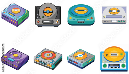 CD player sets isolated on white background