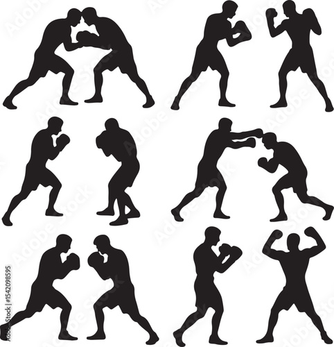Boxer in Fighting Stance Silhouette

Punching Boxer Vector Design

Boxing Match Action Silhouette

Champion Boxer with Gloves Silhouette

Boxer Training in Ring Vector Art