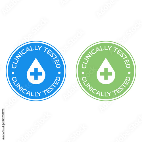 Clinically Tested Icon Sign Vector Green-Blue