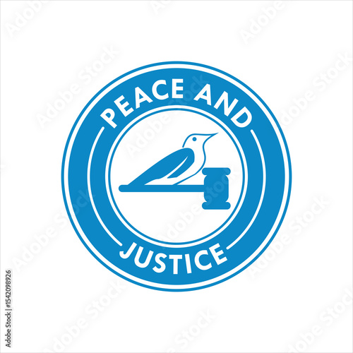 Peace and Justice Stamp Icon Vector Sign Blue