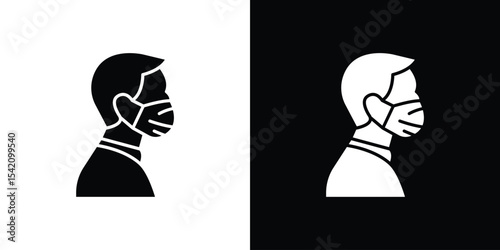 Person in mask icon black silhouette for web, and mobile app