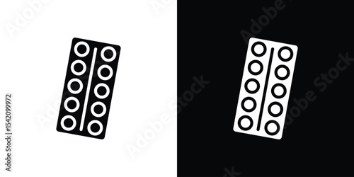 Pill blister pack icon black silhouette for web, and mobile app